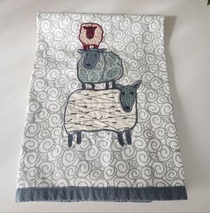 Cost Plus World Market Sheep Pattern Towel-20x28
